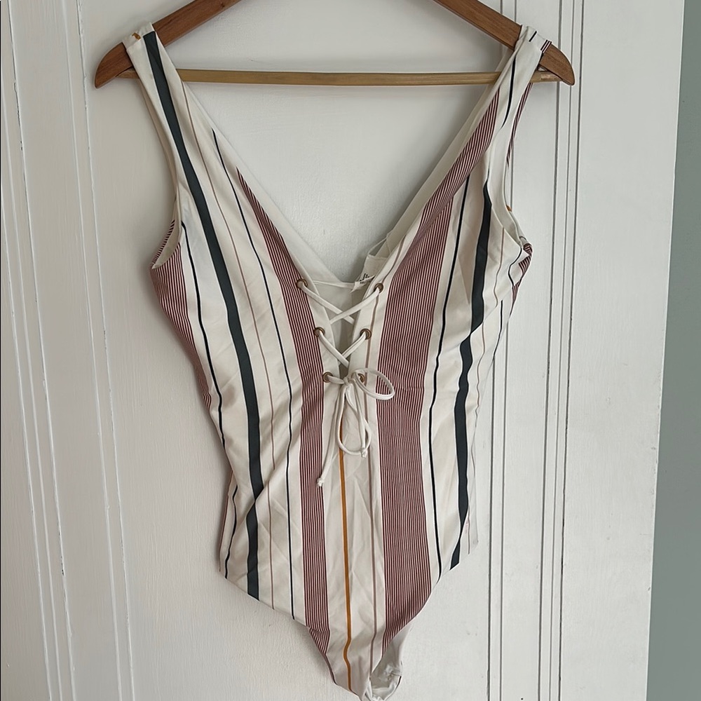 Tavik Lace-Up Striped Swimsuit